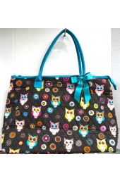 Large Quilted Tote Bag-7011OWL/AQUA